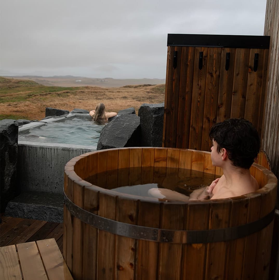 View of the cold tub and hot pool