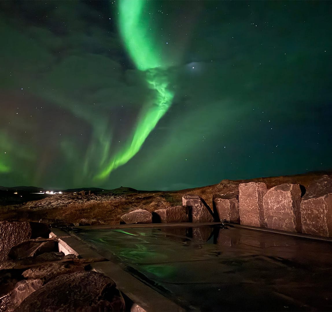 Northern lights at Sorla Camp in Iceland