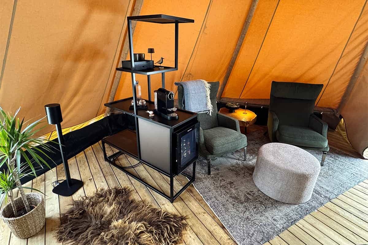 Inside view of Sorla's tipi accommodation