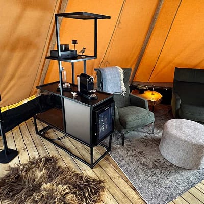 Inside view of Sorla's tipi accommodation