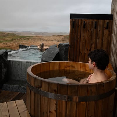 View of the cold tub and hot pool