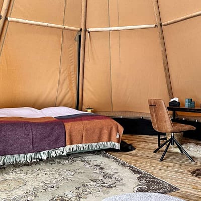 Inside the tipi tents at Sorla Camp